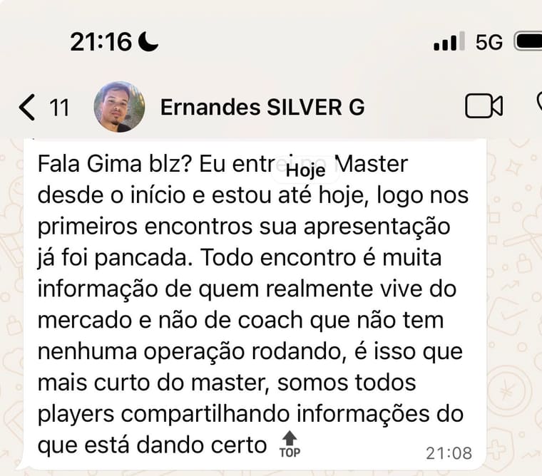 Depoimento de Ernandes: informação de quem realmente vive do mercado, não de coach sem operação rodando
